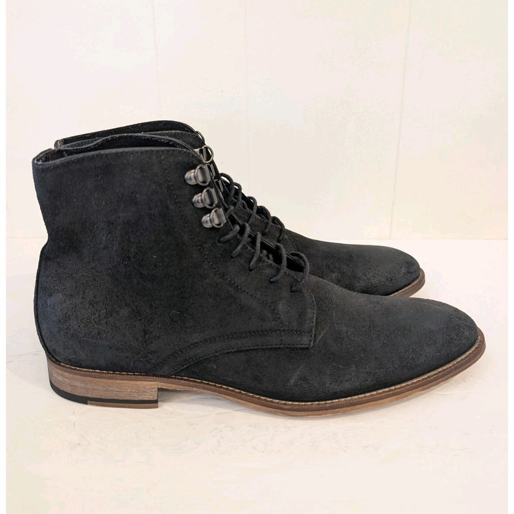 Banana Republic Noah Boots Mens 11M Black Suede Upper Leather Lace Up Ankle Boot